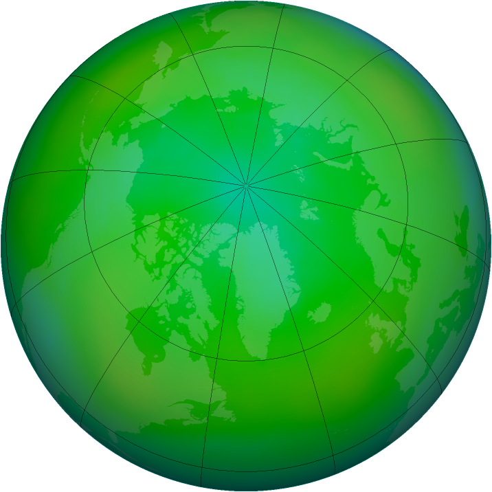 Arctic ozone map for July 2009